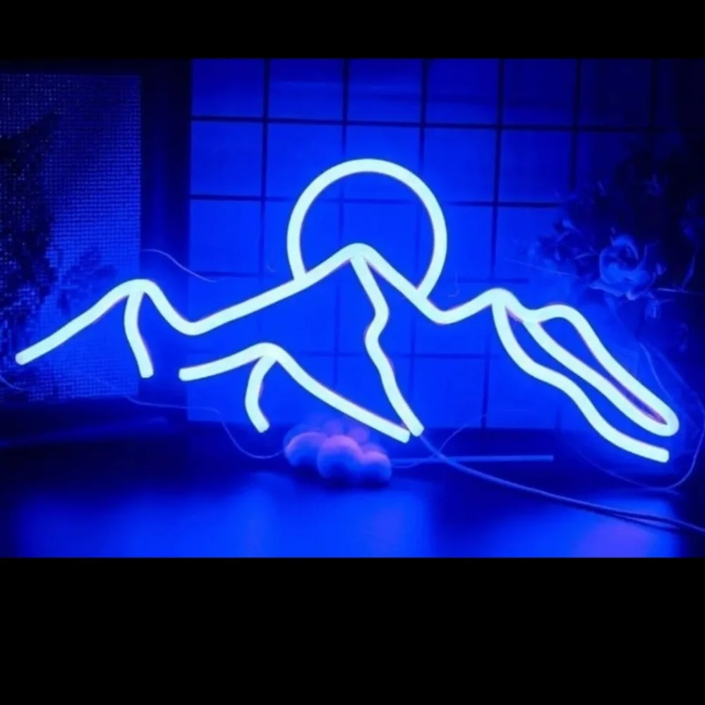 BLUE Mountain Neon Sign Mountain Sunset